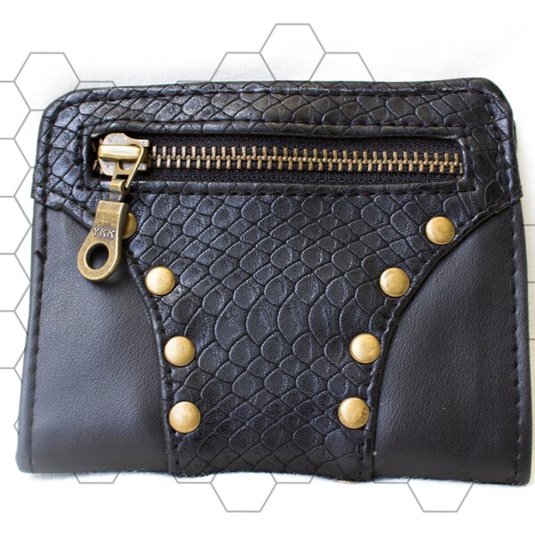 Steampunk Vegan Leather unisex wallet purse