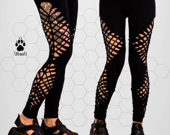 Slashed Woven Cutout Leggings