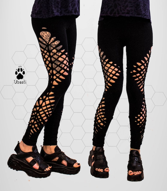 Slashed Woven Cutout Leggings