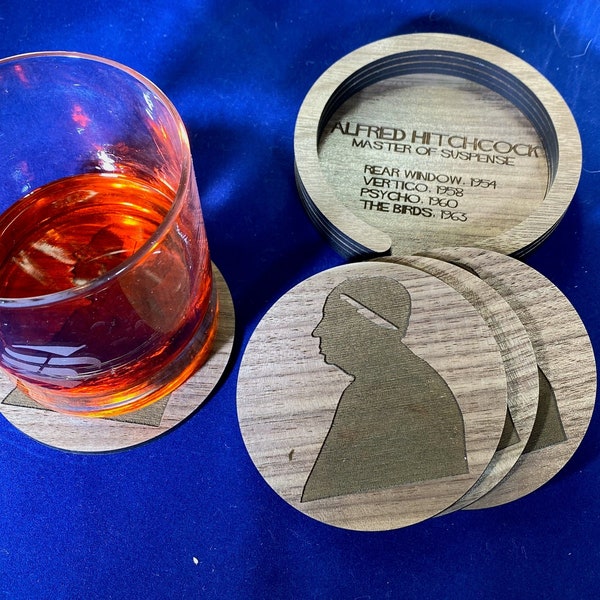 Alfred Hitchcock classic silhouette with Legendary Films Coaster Set of Four