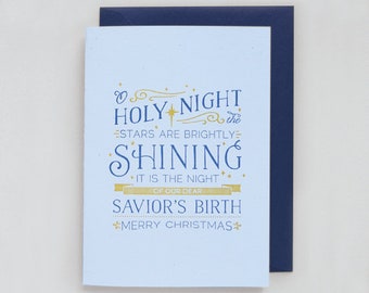 O Holy Night | Letterpress Christmas card | Traditional Holiday Card