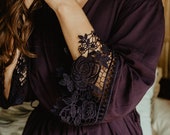 Bridesmaid Robes Grey Lace, Bridal Robes Solid Cotton, Bride Robe Personalized, Bridesmaid Robes Set 5 6 7 8, Bridal Party Robes
