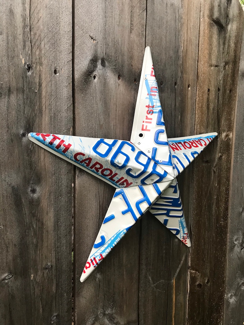 ten year star barn star anniversary gift red star license plate star metal star 10 year anniversary metal artwork North Carolina