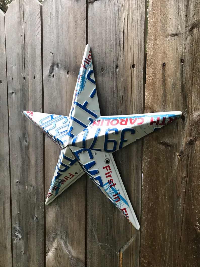 ten year star barn star anniversary gift red star license plate star metal star 10 year anniversary metal artwork North Carolina