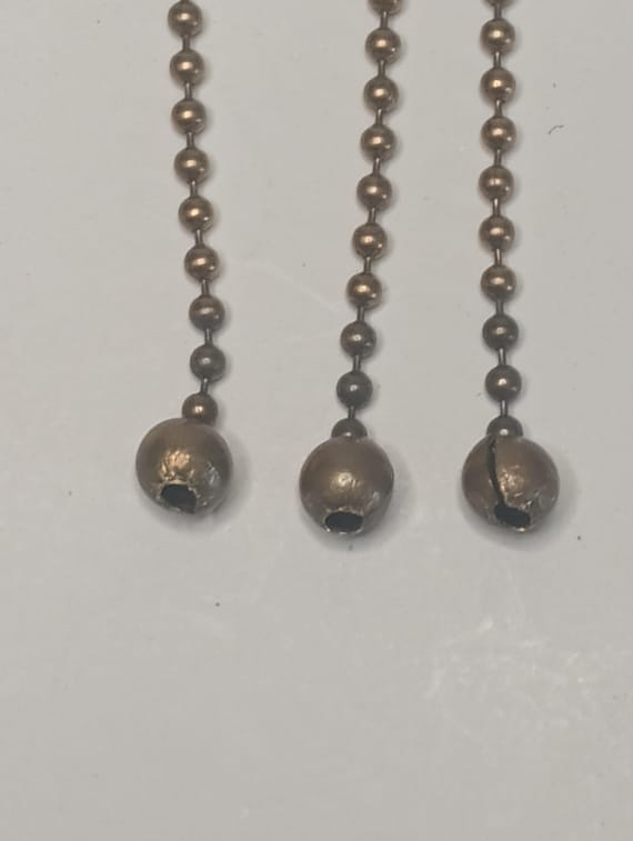 Art Deco Light Fixture Chains, Aged Brass Beaded Chains, Set of 3