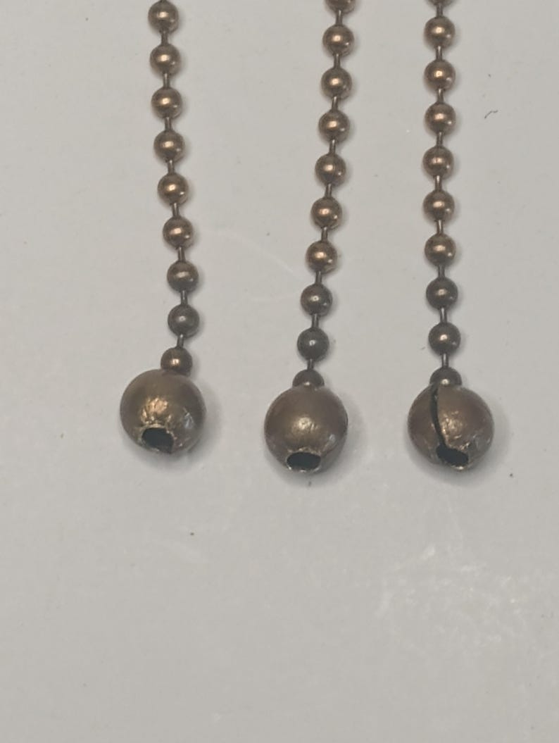 Art Deco Light Fixture Chains, Aged Brass Beaded Chains, Set of 3 image 1