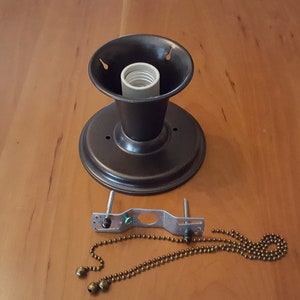 Art Deco Styled, New Oil Rubbed Bronze Finished Beaded 3 Chain Ceiling Light Fixture for Glass 3 Hole Shades