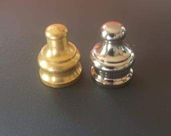 Pack of 2, Brass Light Fixture Finial Caps, 1/8F Threads, Raw Brass or Polished Nickel, Lamp Parts