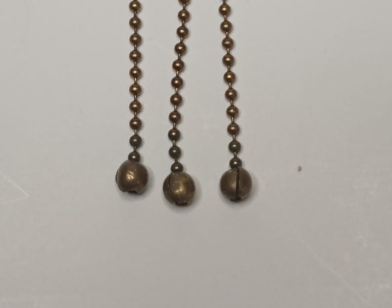 Art Deco Light Fixture Chains, Aged Brass Beaded Chains, Set of 3 image 2