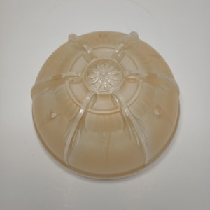 Vintage 6 inch, 3 Chain Glass Ceiling Light Lamp Fixture Shade, Art Deco Lamp Light Fixture Shade, Frosted Tan.