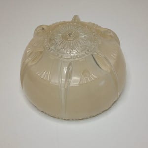 Vintage 6 inch, 3 Chain Glass Ceiling Light Lamp Fixture Shade, Art Deco Lamp Light Fixture Shade, Frosted Tan.