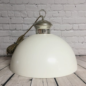 Vintage Pendant Light, Hanging Lamp, Plastic Dome Light, 1970s, Retro, Mid-Century