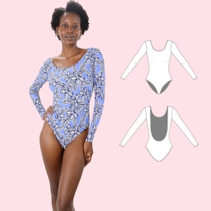 Valeria One-Piece Swimsuit PDF Pattern / High leg / Long Sleeve Swimsuit / Includes US sizes xs to xl (Approx. UK 8 – 20) / Digital Download