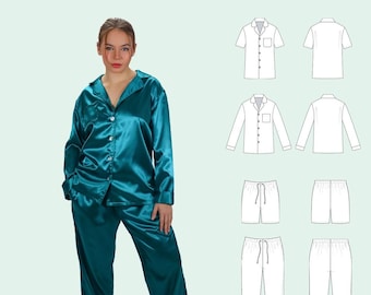 James unisex pyjama voor volwassenen pdf-patroon / familiepyjama / loungewearpatroon / heren xxs - xl / dames: xs - xxl / digitale download