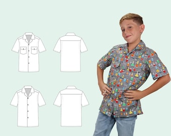 Leo button-up shirt jongens en meisjes pdf naaipatroon / Orford shirtpatroon / peuterpatroon / 2 stijlen (maten 2T - 14 inbegrepen)