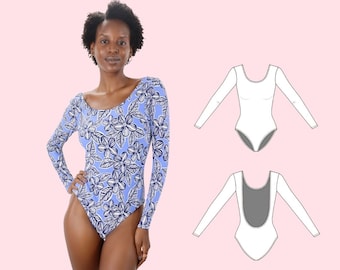 Valeria One-Piece Swimsuit PDF Pattern / High leg / Long Sleeve Swimsuit / Includes US sizes xs to xl (Approx. UK 8 – 20) / Digital Download