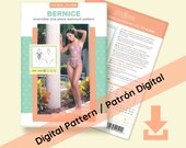 DIGITAL Reversible Halter One Piece Swimsuit Bernice - PDF Swimsuit Swimwear Bikini Pattern - All sizes included
