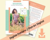 DIGITAL Sharon 80 39 s Style High Leg One Piece Sharon - PDF Swimsuit Swimwear Pattern -All sizes included