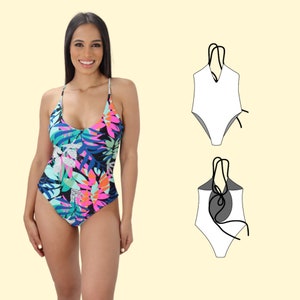 Bernice Reversible One Piece Swimsuit PDF Pattern / Medium Coverage / Includes US sizes xs to xl (Approx. UK 8 – 20) / Digital Download