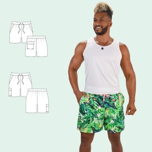 Patron PDF de maillot de bain pour short de bain Andrew pour homme - Comprend les tailles XS à XXL