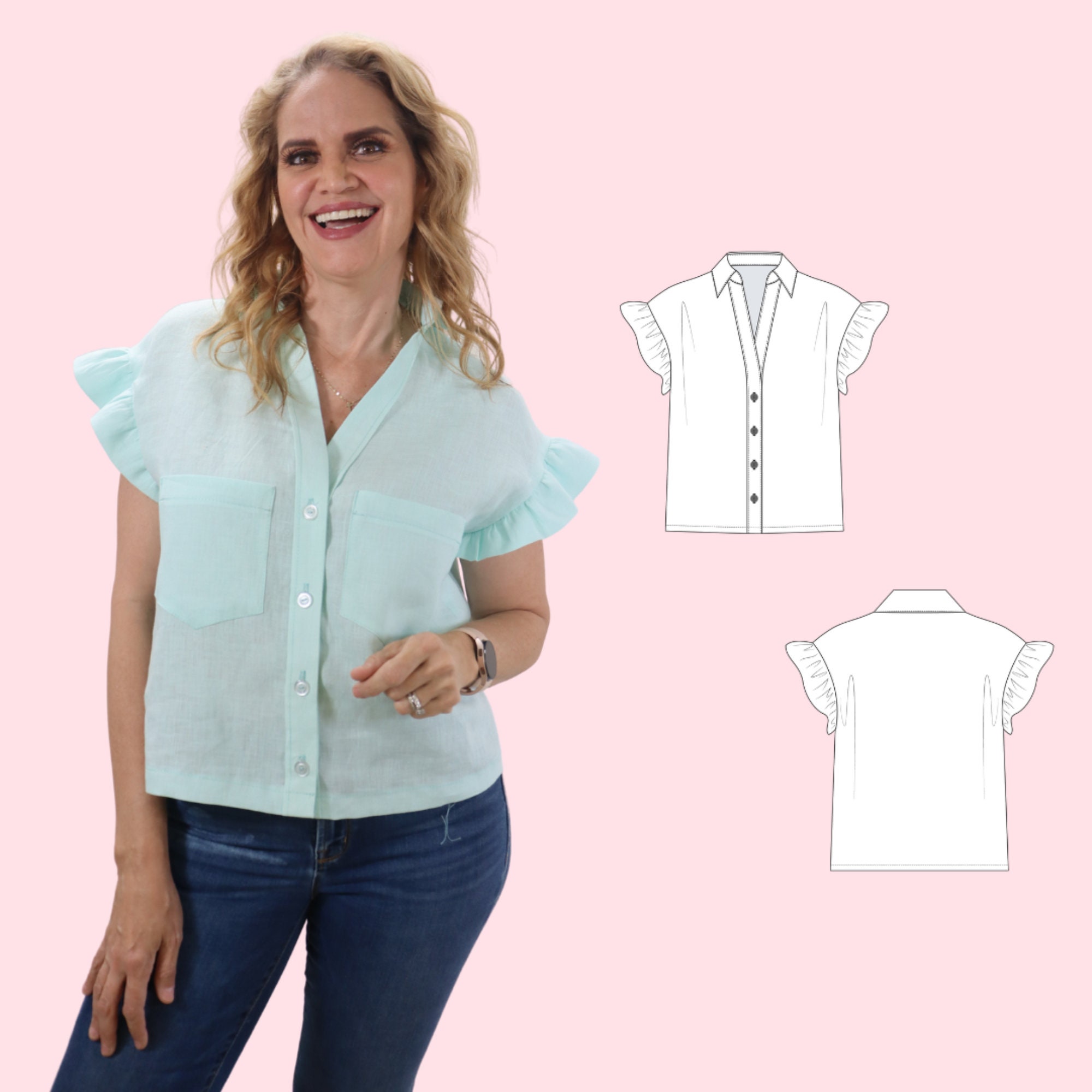 Sitka Short Sleeve Shirt PDF Pattern / Button up Shirt / Flutter Sleeve ...