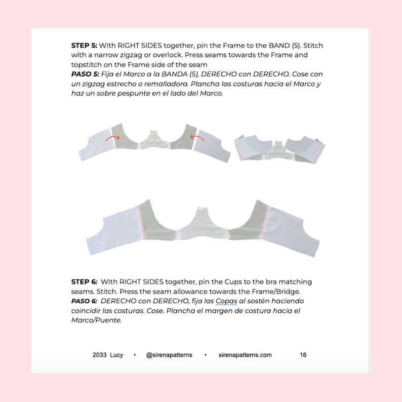 Lucy Underwire Bra Sewing Pattern PDF 30A-38DD Sirena Patterns ...