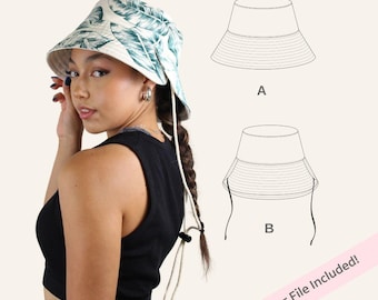 Wzór do szycia dwustronnego kapelusza typu bucket hat firmy Maju w formacie PDF / Wzór na kapelusz podróżny / Wzór do szycia / Łatwy kapelusz przeciwsłoneczny / Plik do projektora i pobieranie cyfrowe