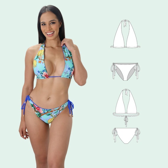 Tatiana Reversible Halter Top and Side Tie Bottom Bikini PDF