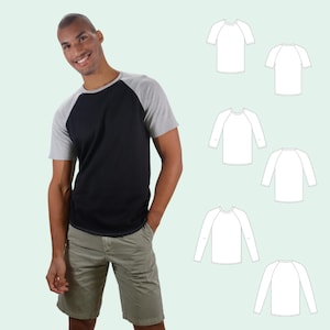 Victor Men&#39;s T Shirt  PDF Pattern / Easy Men&#39;s Tee Shirt Pattern / Men&#39;s Raglan t-shirt / Digital Download / Includes sizes XS to XXL