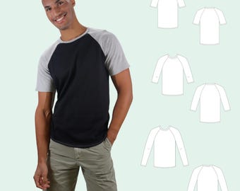 Victor Herren T-Shirt PDF Muster / Easy Men's T Shirt Pattern / Herren Raglan T-Shirt / Digitaler Download / Beinhaltet die Größen XS bis XXL