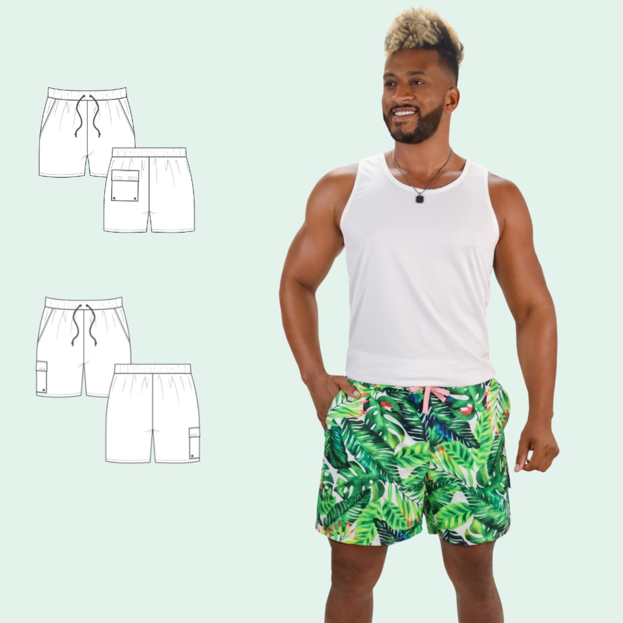 Boys Long Boards Shorts Pattern