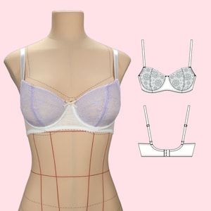 Lucy Underwire Bra Sewing Pattern PDF 30A-38DD Sirena Patterns BraMaking Bra Making PDF Sizes 30A - 42DD Digital Download