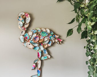 Oyster shell colorful flamingo