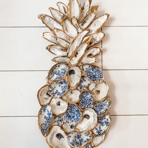 Chinoiserie style oyster pineapple wall hanging/ sign/ door hanging image 1