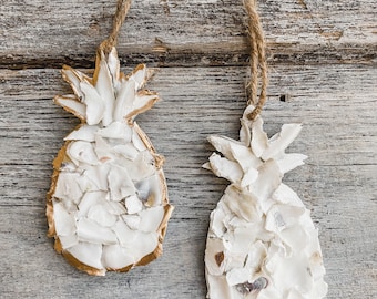 Crushed shell oyster pineapple ornament