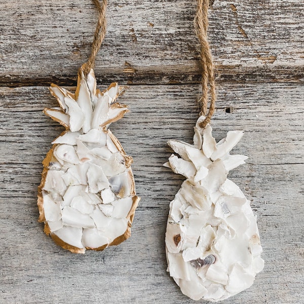 Crushed shell oyster pineapple ornament