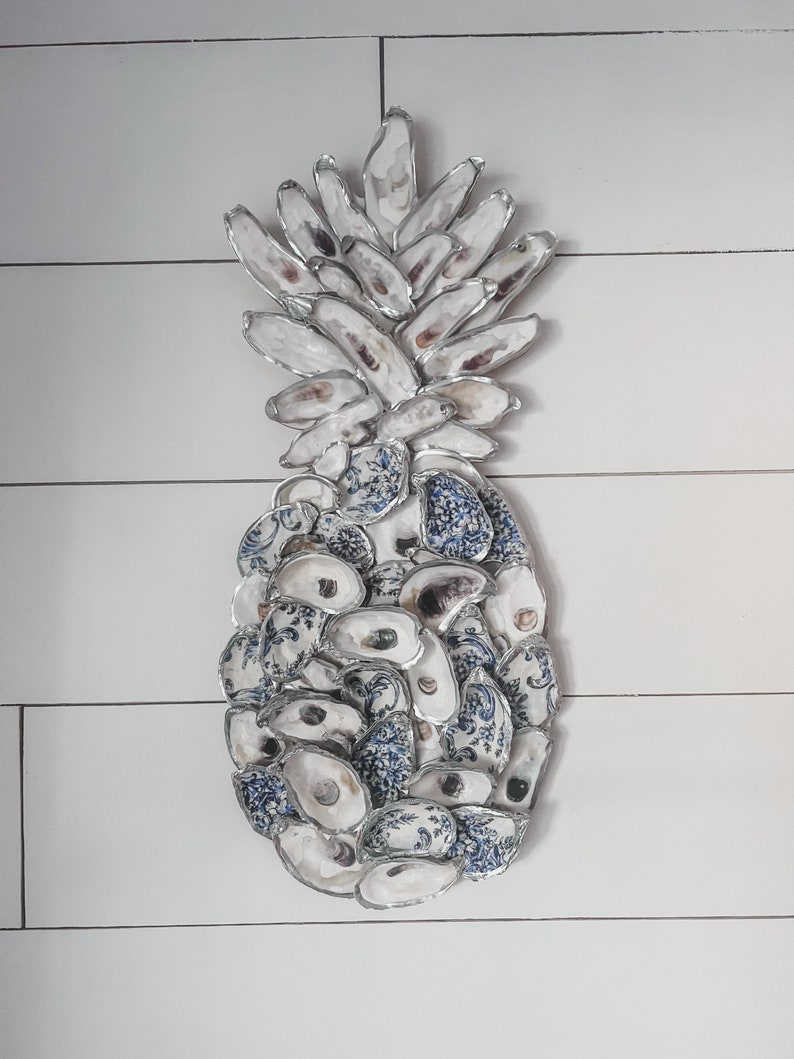 Chinoiserie style oyster pineapple wall hanging/ sign/ door hanging image 5