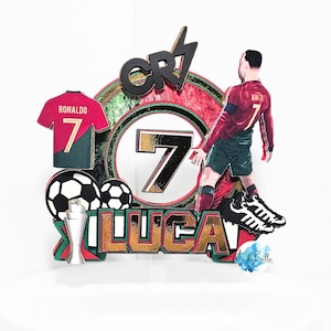Personalized Cristiano Ronaldo Cake Topper: CR7 Soccer Birthday Party Decoration