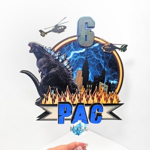 Personalized Godzilla Birthday Cake Topper: Roaring Monster Party Decor