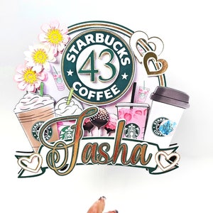 Coffee Cake Topper, Starbucks Cake Topper, Coffee Party Decor, Frappe Birthday, Frappy Cake Topper,  Coffee Birthday Party Decorations