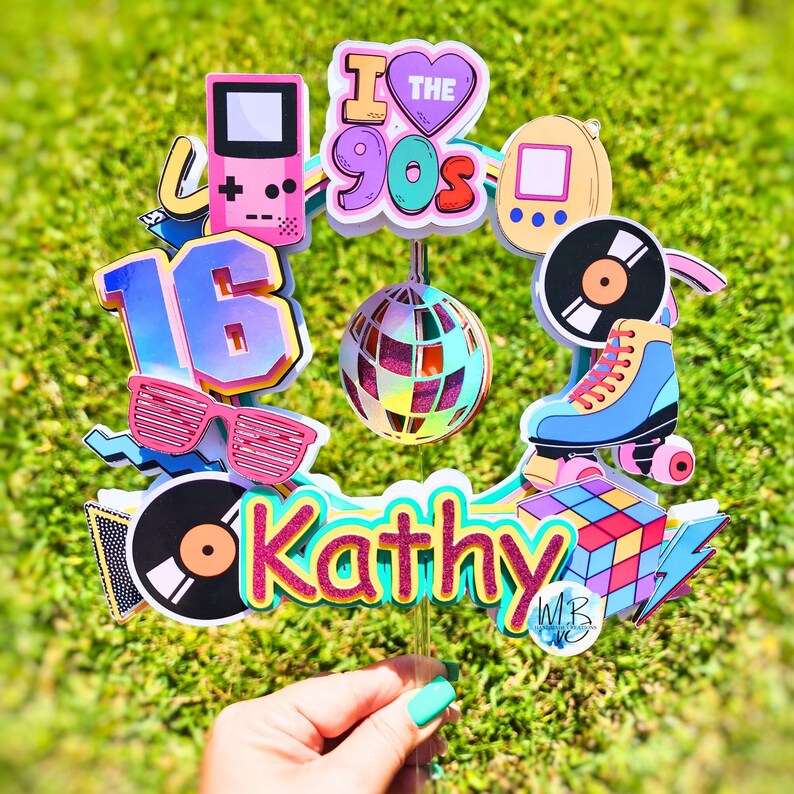 90s-cake-topper-90s-themed-party-decoration-disco-birthday-party-for