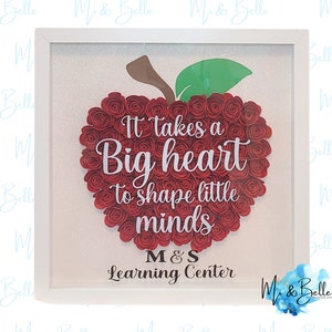 Teacher Shadow Box, Appreciation Gift for Teacher, Apple Shadow Box, Shadow Box for Teacher, Personalized Teacher Shadow Box