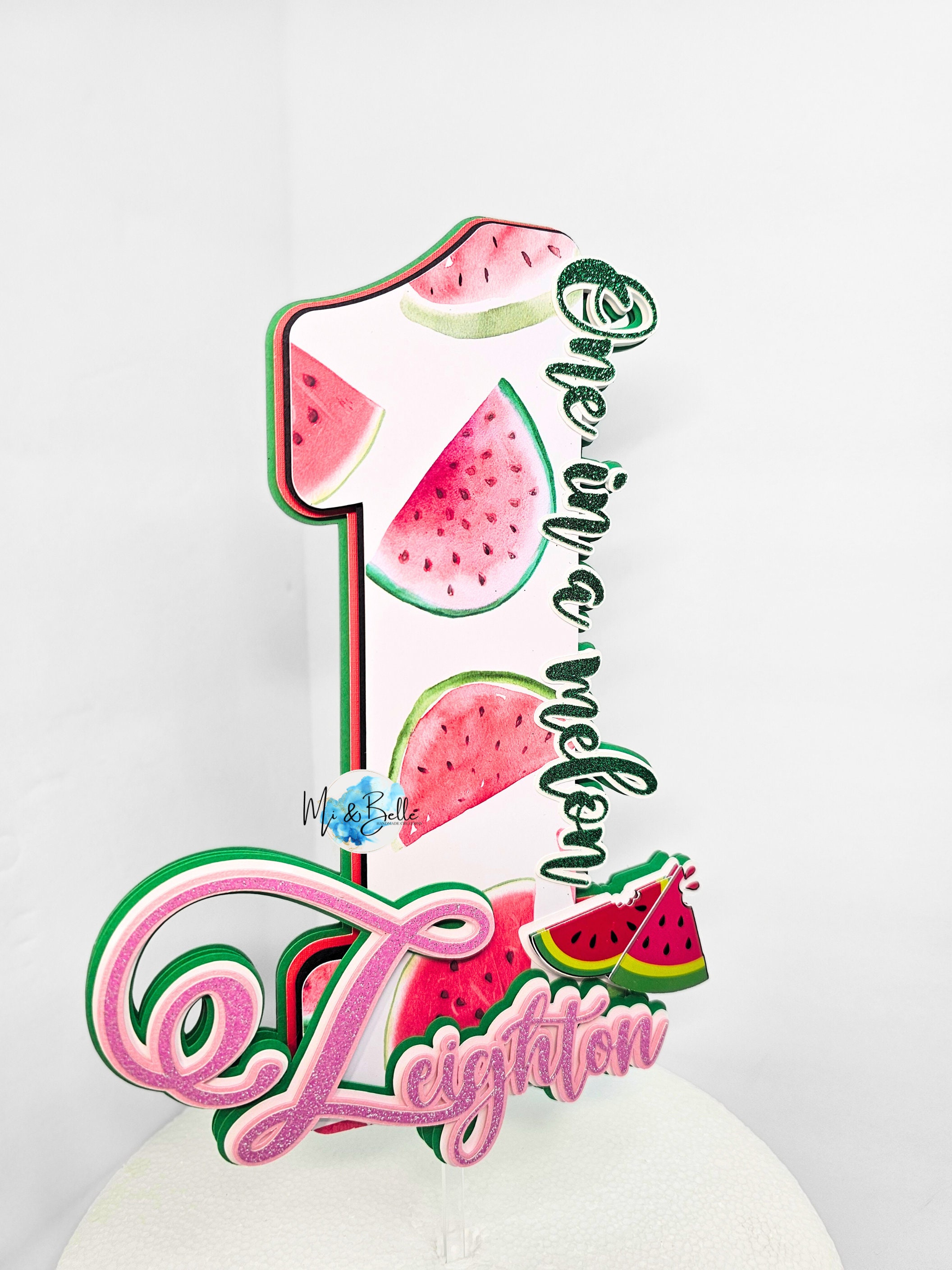 Topper Meilon One in a Melon Cake Topper, Watermelon Birthday Topper, Custom Name ...