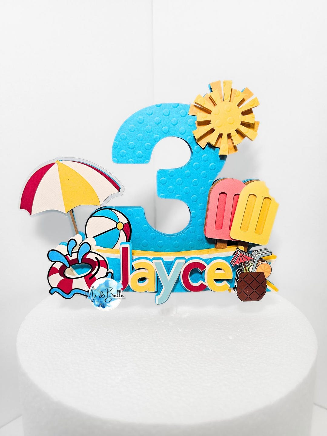 Summer Beach Birthday Cake Topper, Tropical Pool Party Decoration ...