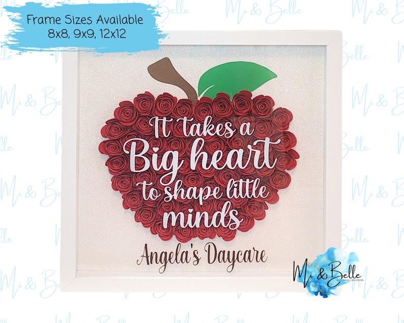 Personalized Teacher Shadow Box: Apple Paper Flower Gift - Etsy