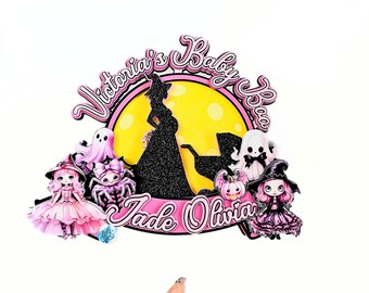 Pregnant Witch Cake Topper: Halloween Baby Shower Decoration