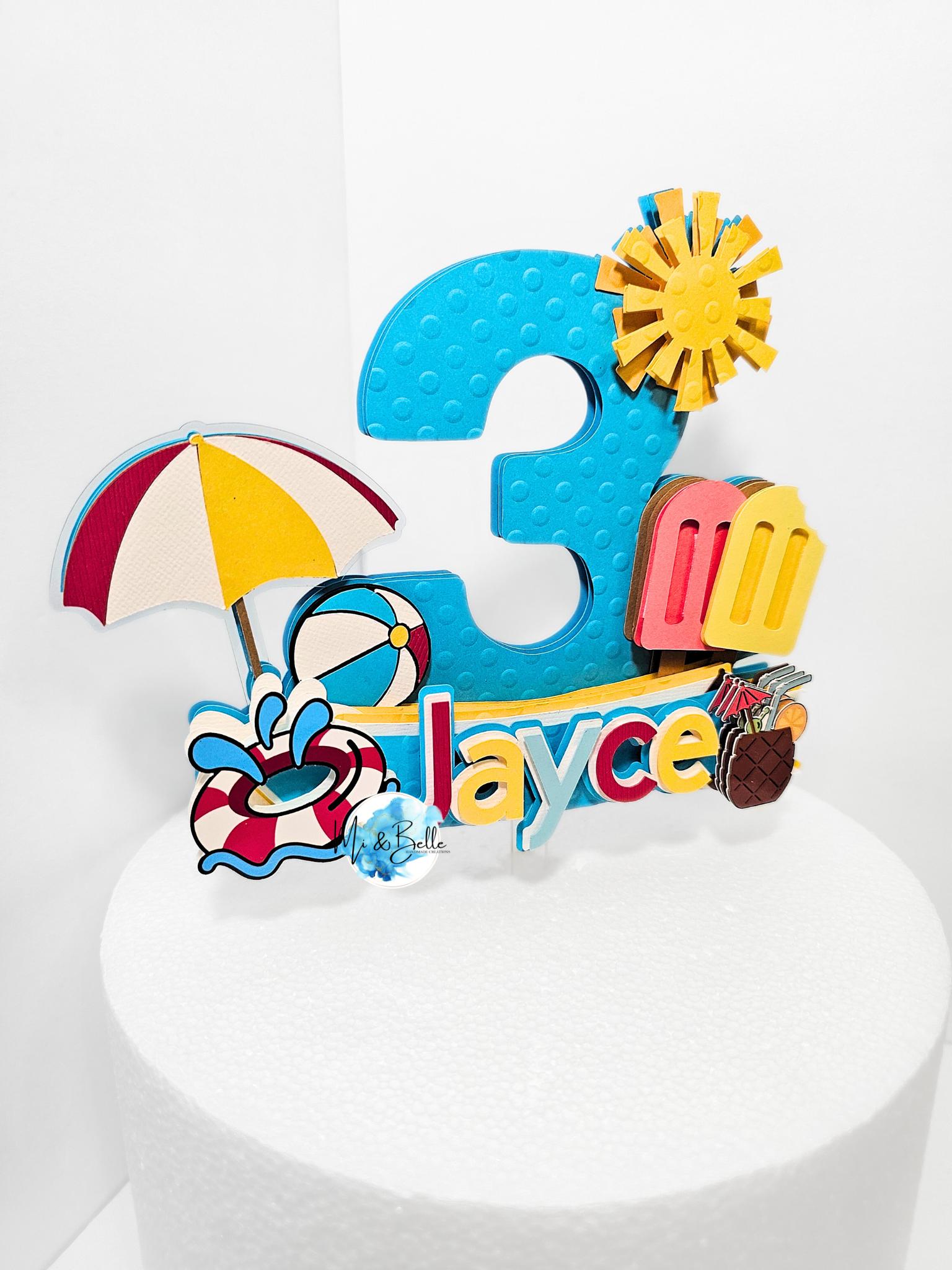 Summer Beach Birthday Cake Topper, Tropical Pool Party Decoration ...