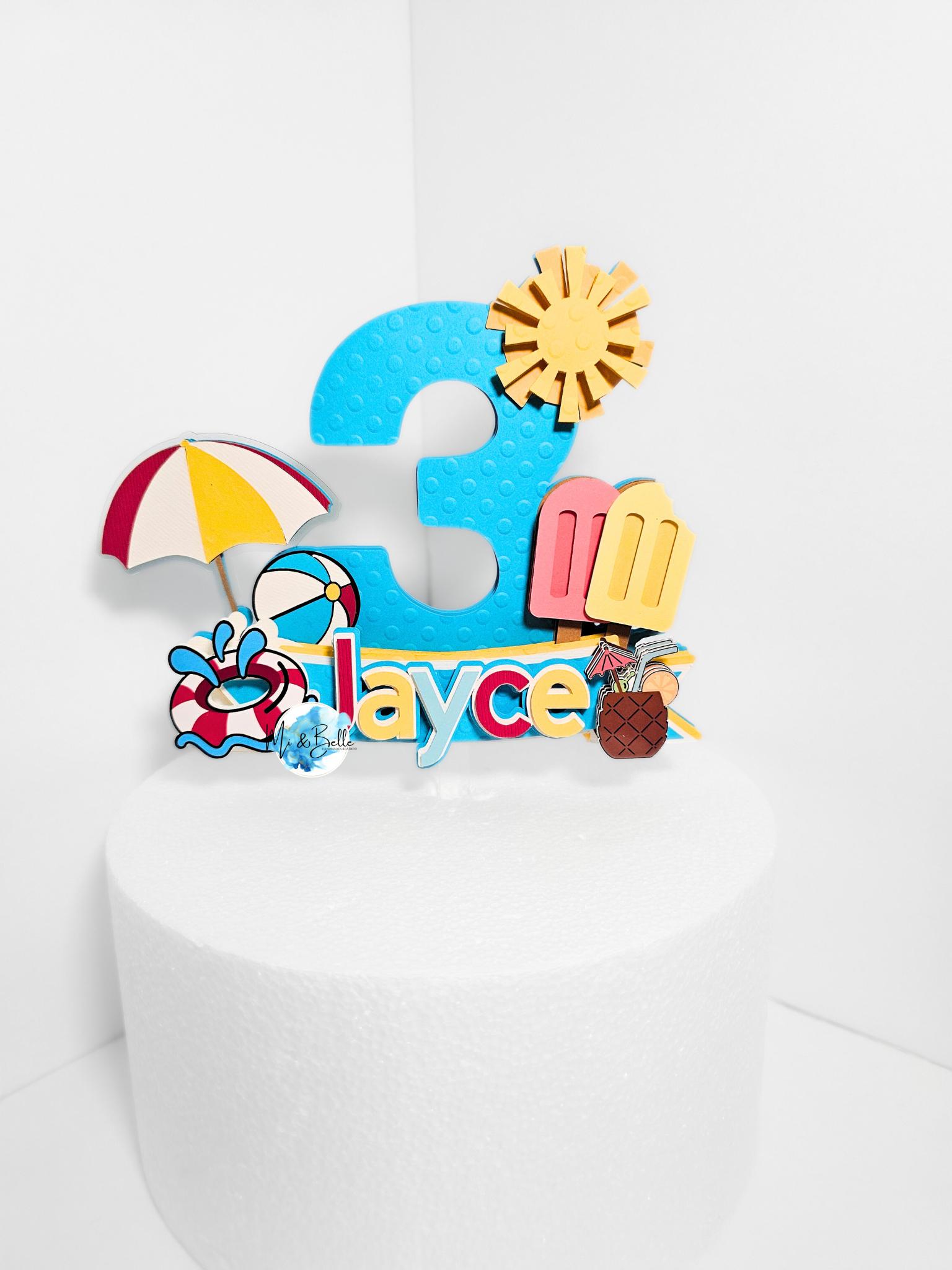 Summer Beach Birthday Cake Topper, Tropical Pool Party Decoration ...