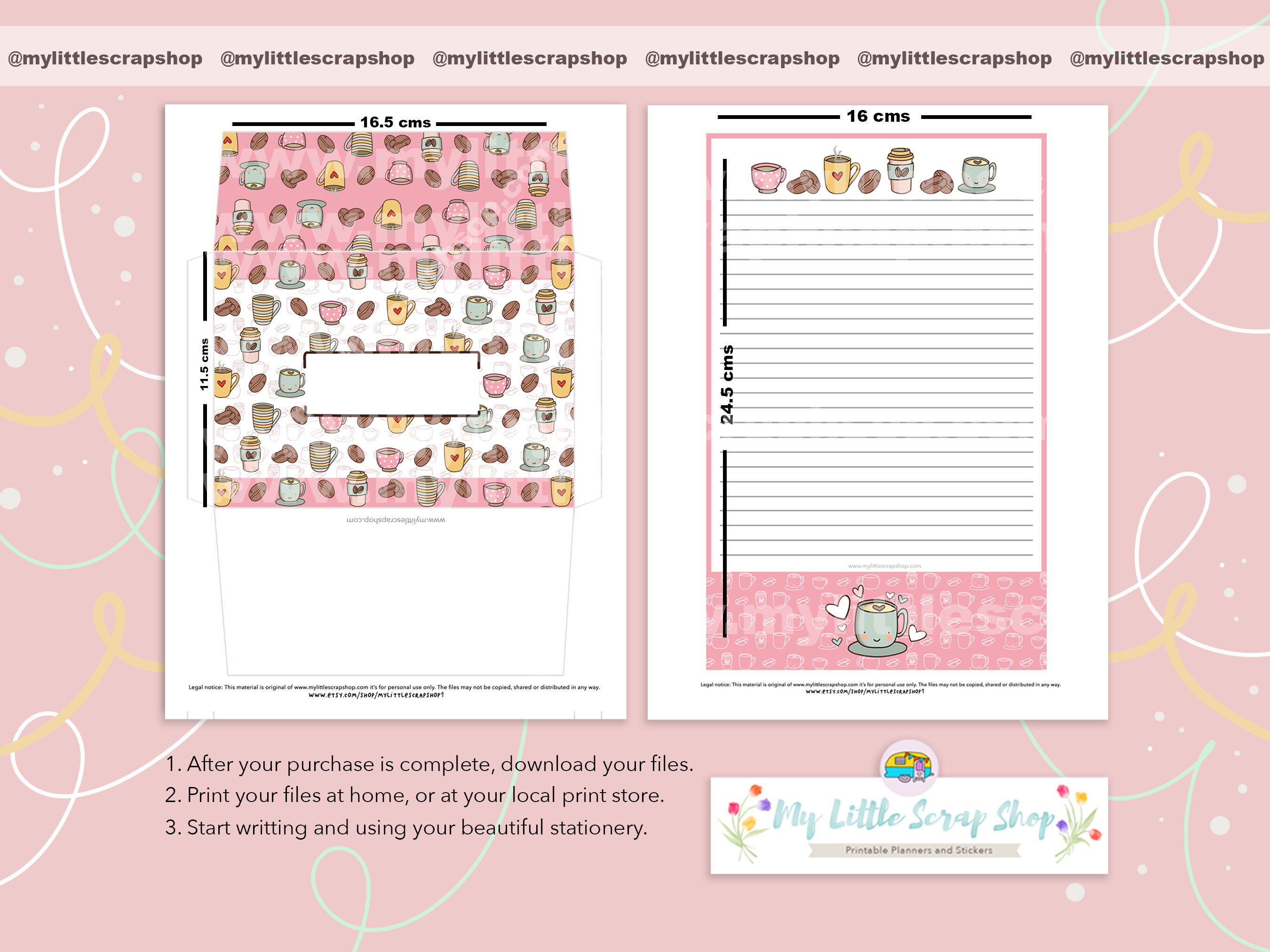 Printable Kawaii COFFEE STATIONERY SET Instant Download - Etsy