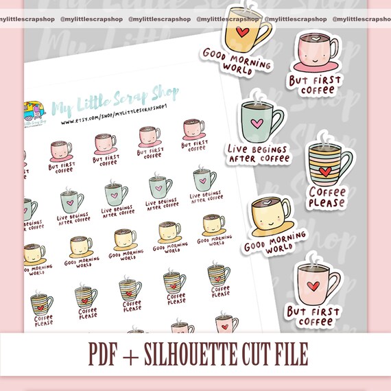 Kawaii Coffee Cups Printable Planner Stickers PDF - Etsy